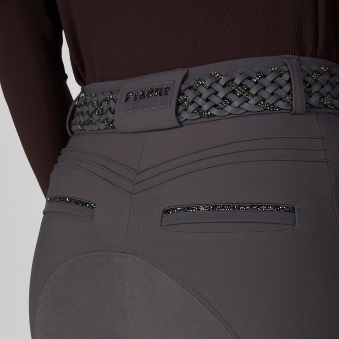 Pant. Dama Pikeur Ceelina Gridtexleather Full Seat High Waist